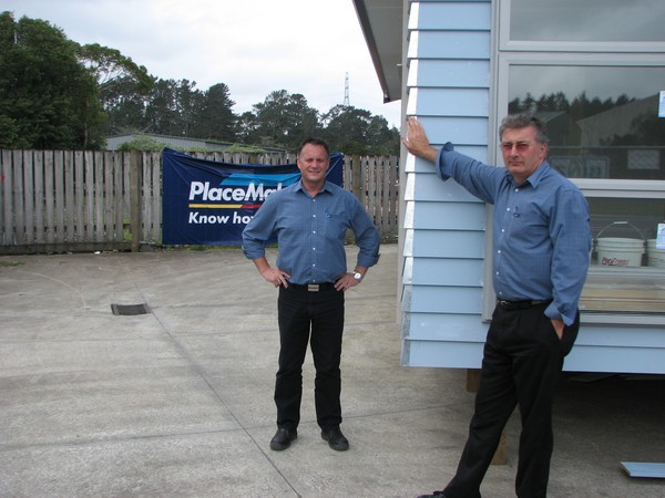 Bob Price, Manager and Neil Killgour, Trade Sales Manager of PlaceMakers Kumeu took on a project for "A good cause and a good challenge"
